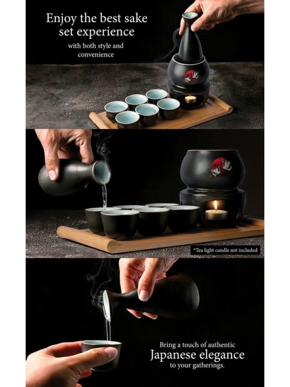 Sake Set With Crane Design & Travel Case NWT - Picture 4 of 9